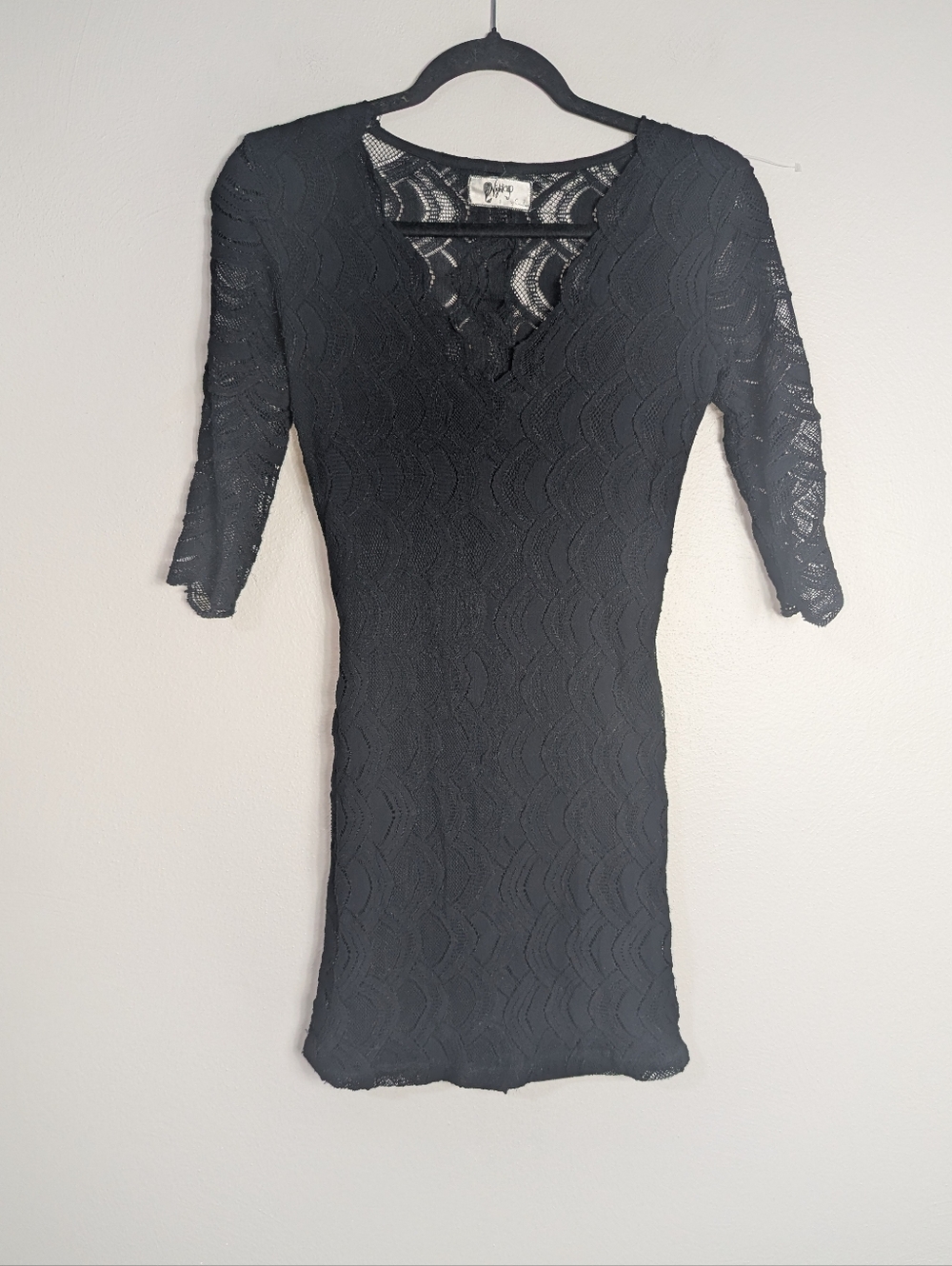 XS Nightcap Black 3/4 Sleeve Lace‎ Mini Dress Size 1